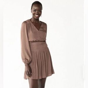 Brown Nine West Long Sleeve Dress